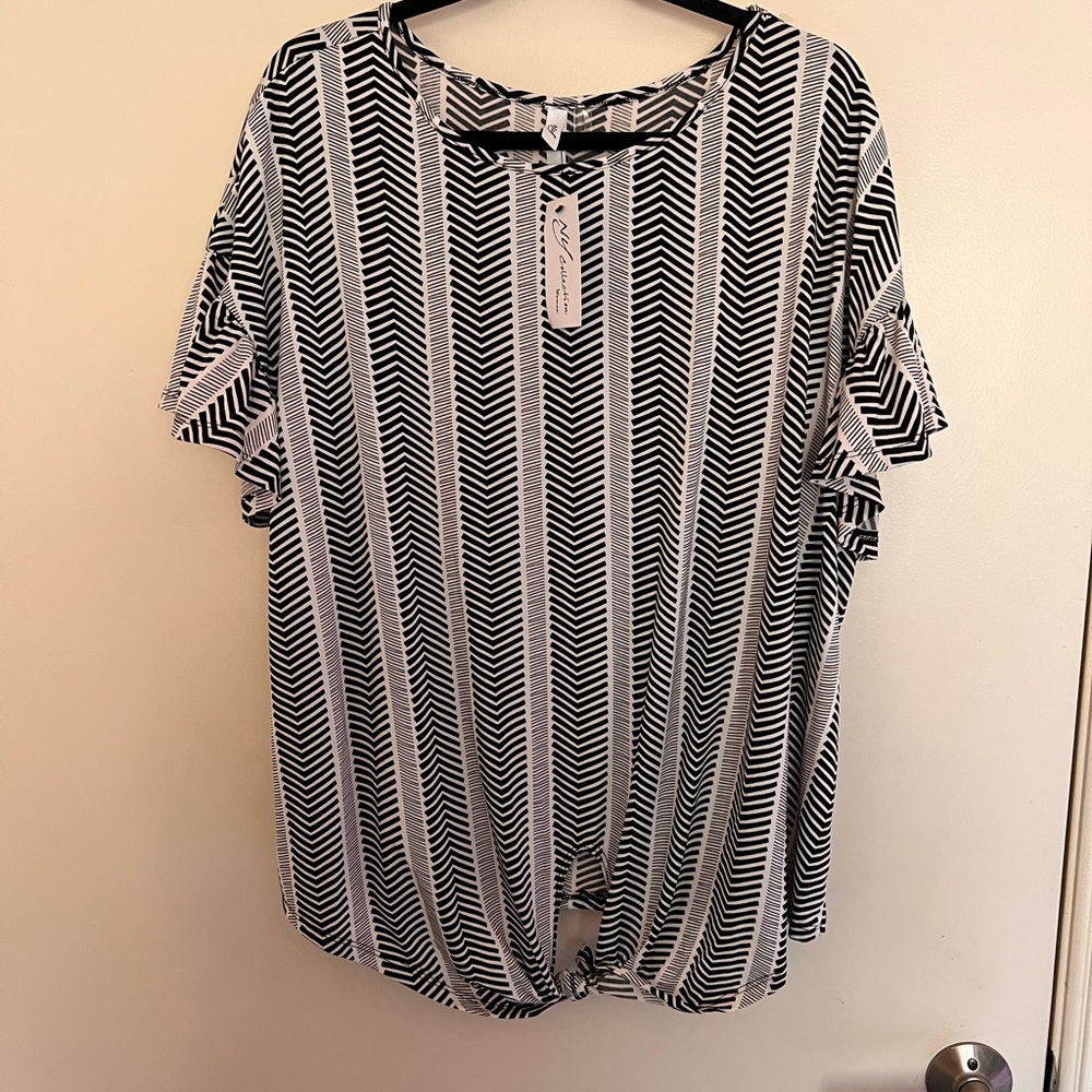 Black and White Striped Women's Top